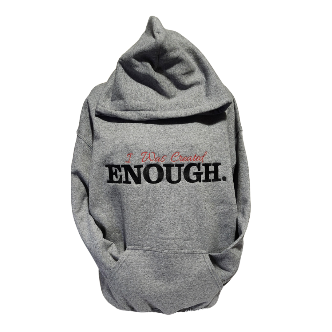"I Was Created Enough" Embroidered Pullover Hoodie
