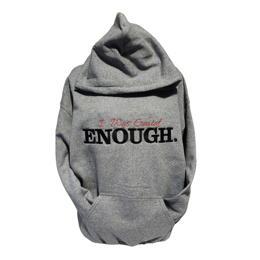 "I Was Created Enough" Embroidered Pullover Hoodie
