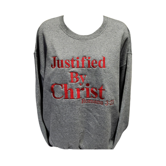 "Justified By Christ" Embroidered Sweatshirt